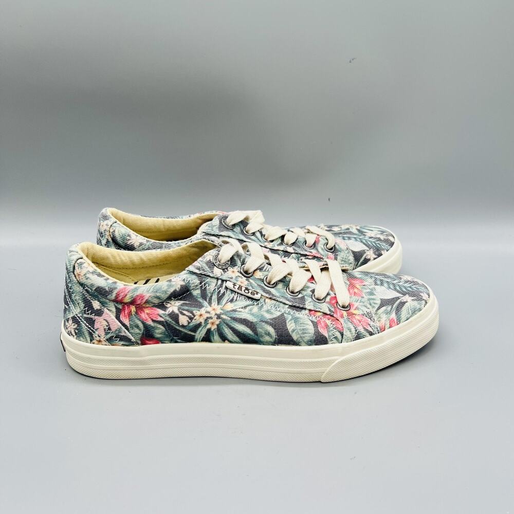 Taos Shoes Women 8.5 Multicolor Floral Canvas Plim Soul Lace Up Sneakers Comfort - Picture 1 of 11